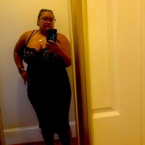 Black Lace and Snakeskin Print Bodycon Dress